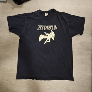 Fruit of the Loom Black Short Sleeve Band Tee with Cream Graphic